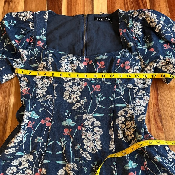 En Saison Opal Mini Dress in Denim Floral in Blue, Size M, NWT - Picture 10 of 13